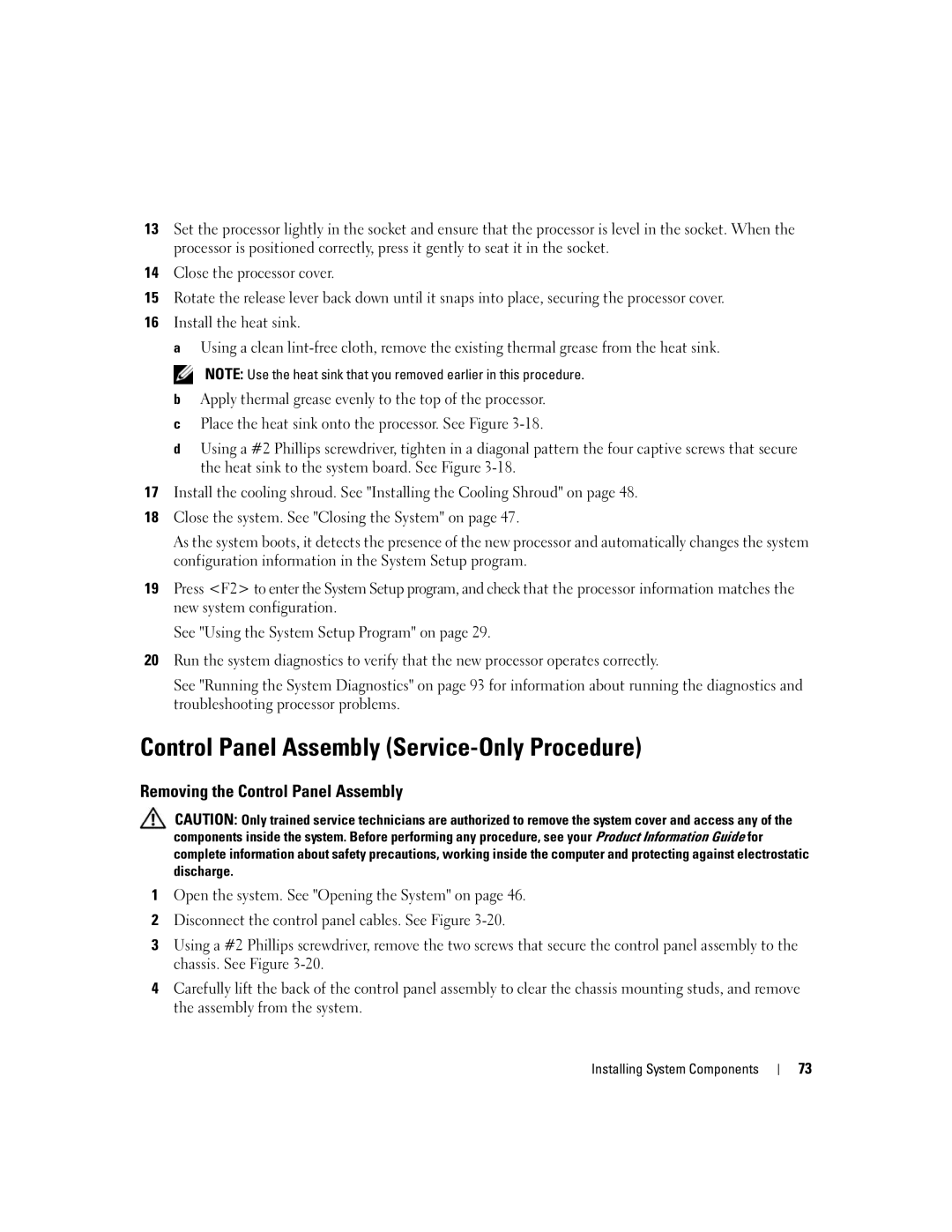 Dell 860 owner manual Control Panel Assembly Service-Only Procedure, Removing the Control Panel Assembly 