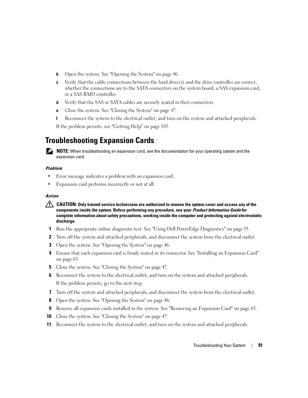 Dell 860 owner manual Troubleshooting Expansion Cards 