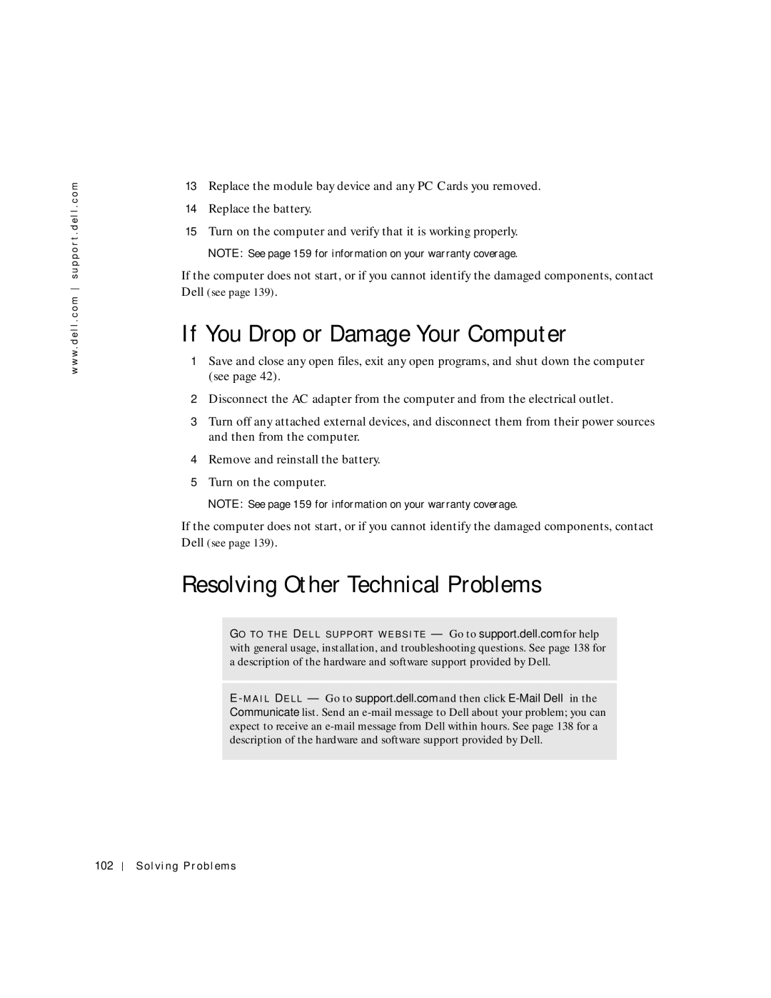 Dell 8600 manual If You Drop or Damage Your Computer, Resolving Other Technical Problems, Solving Problems 