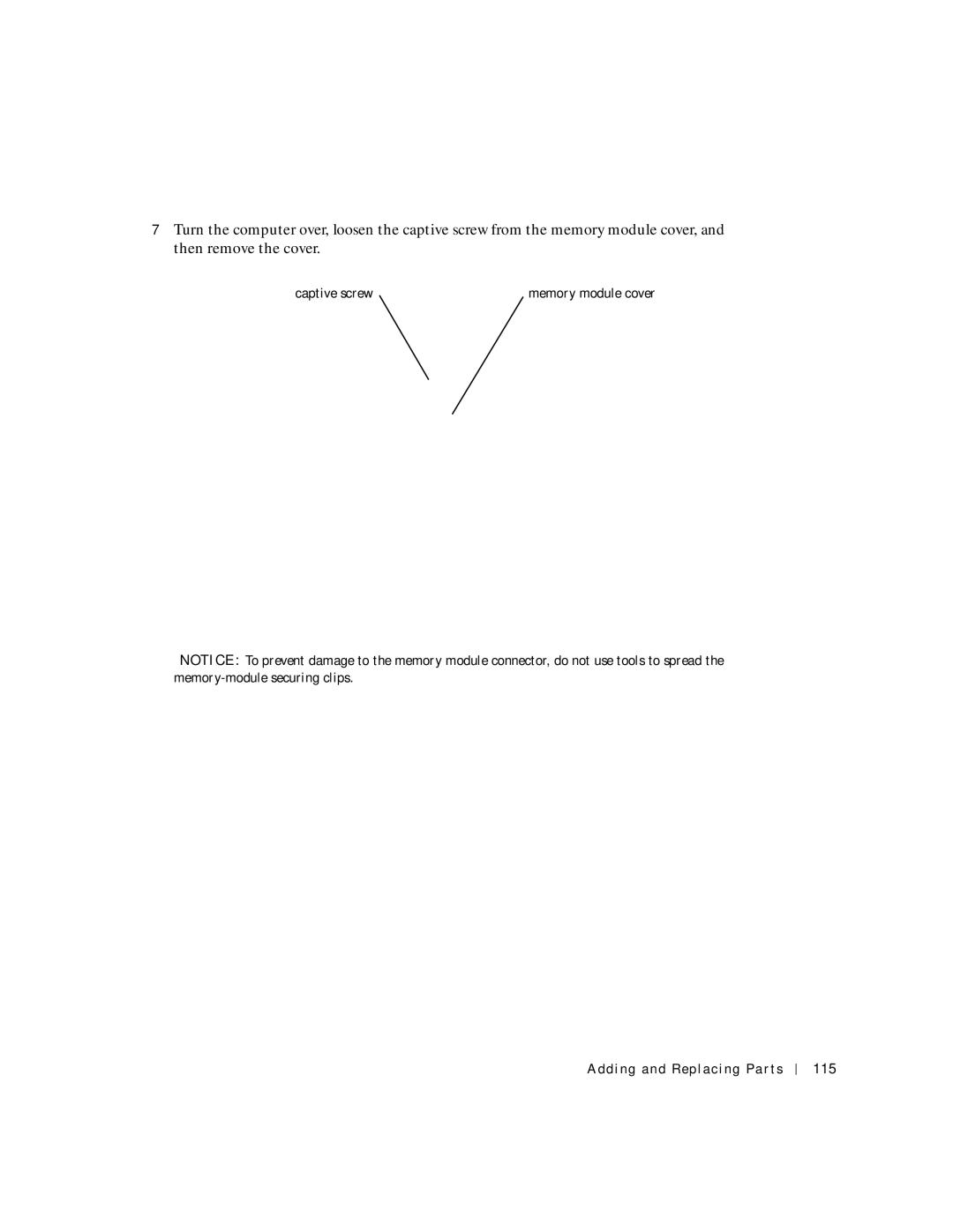 Dell 8600 manual Captive screw, Adding and Replacing Parts 115 