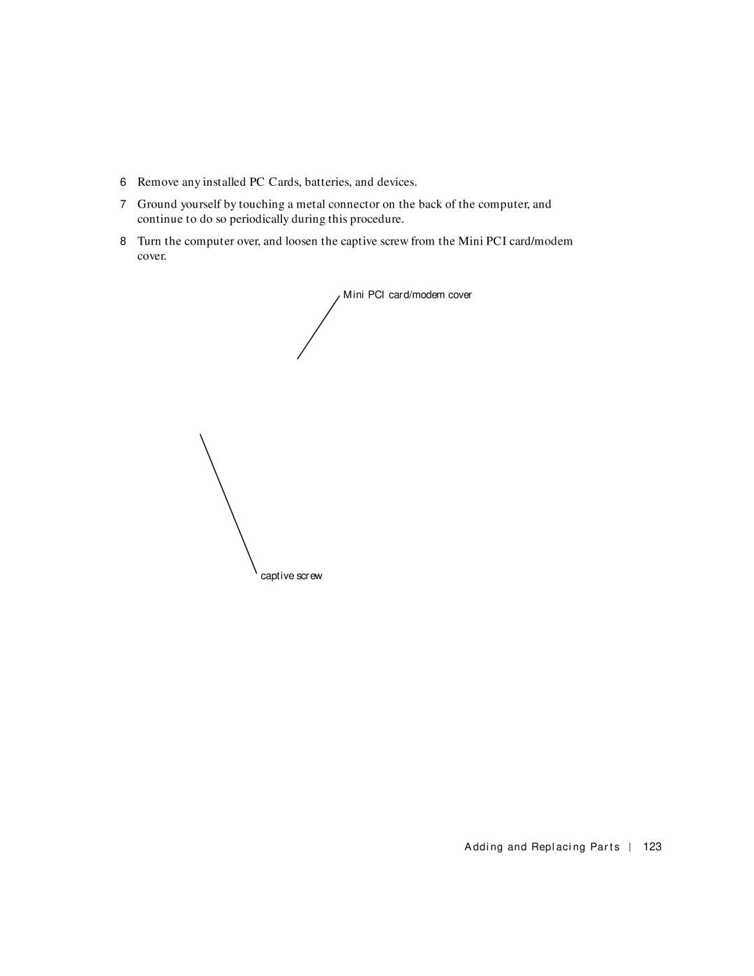 Dell 8600 manual Adding and Replacing Parts 123 