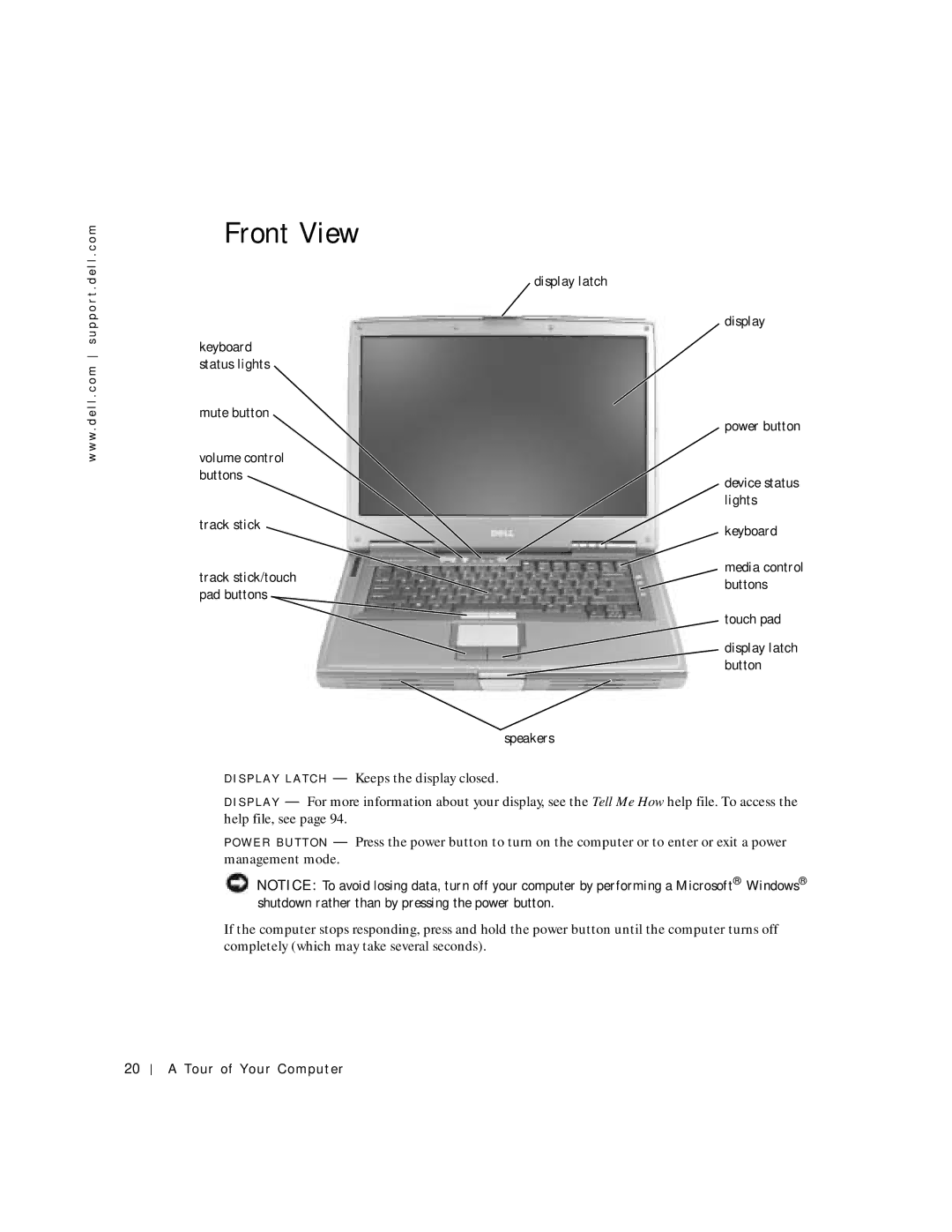 Dell 8600 manual Front View, Tour of Your Computer 