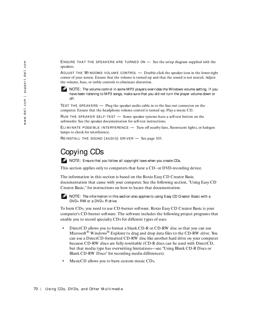 Dell 8600 manual Copying CDs 