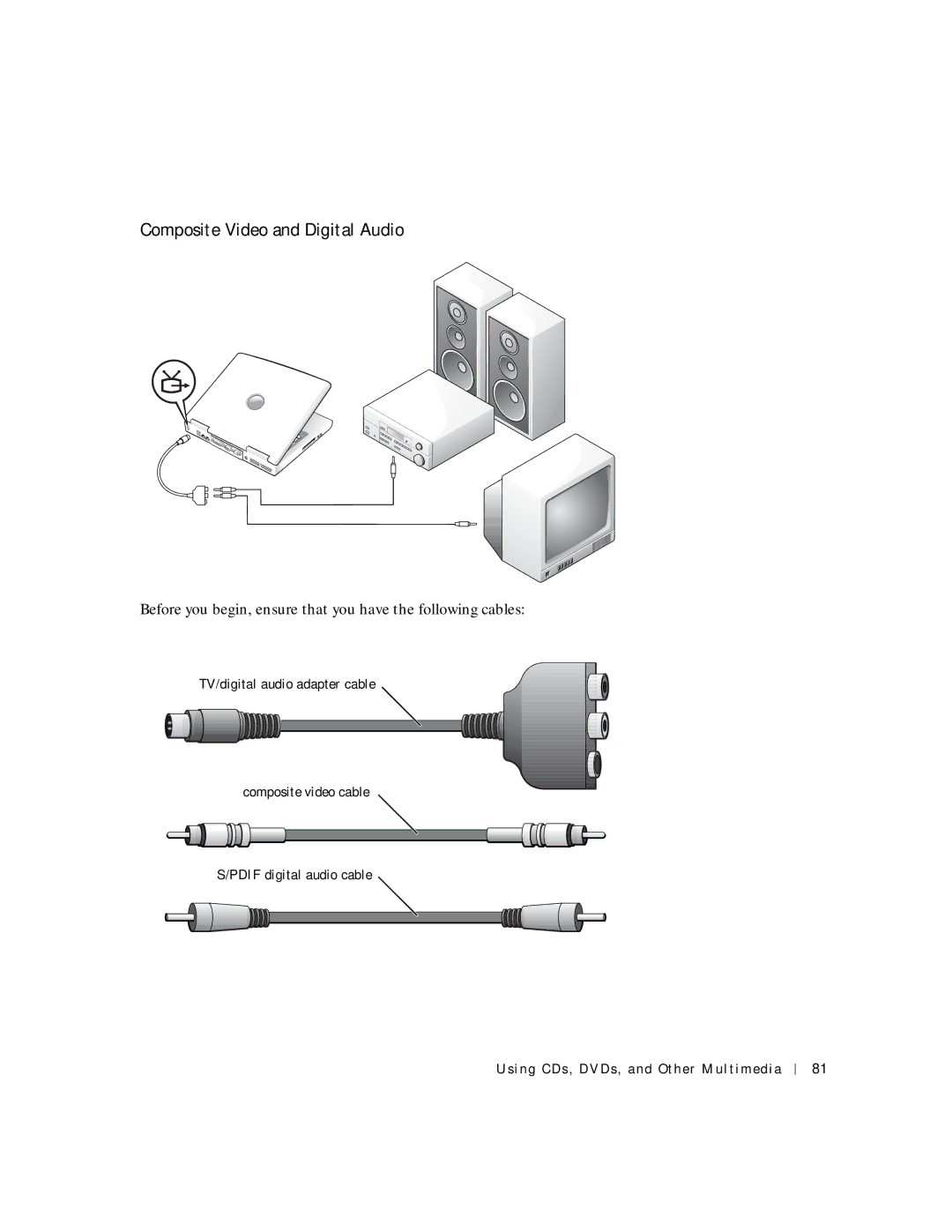 Dell 8600 manual Composite Video and Digital Audio 