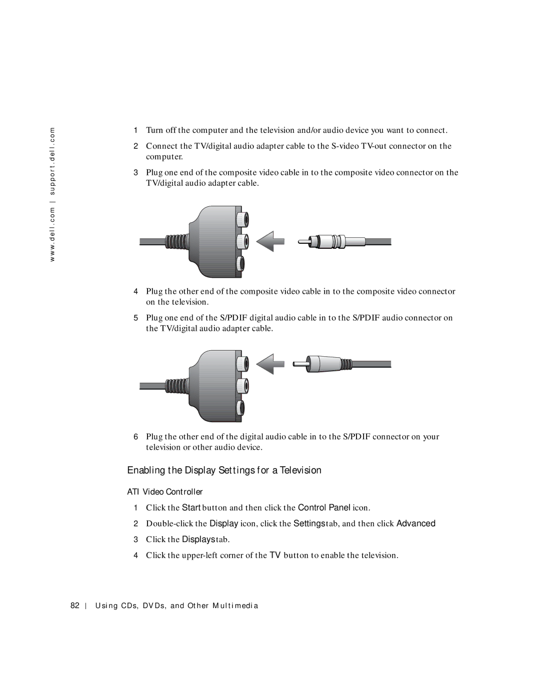 Dell 8600 manual Enabling the Display Settings for a Television, ATI Video Controller 