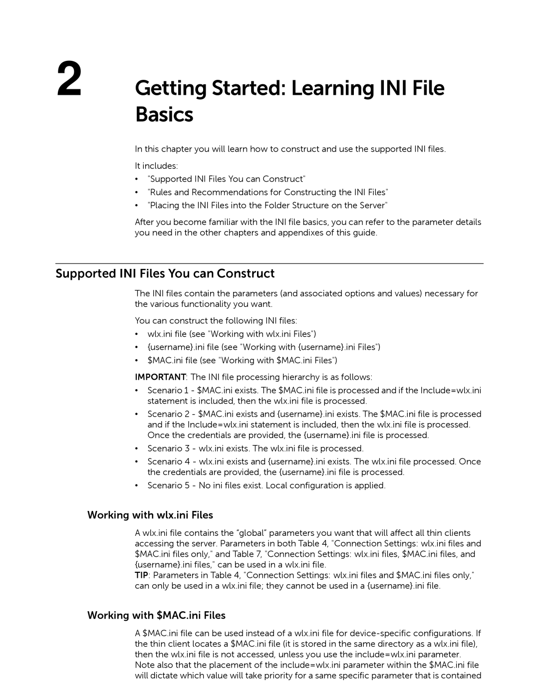 Dell 883933-11 Rev. E manual Getting Started Learning INI File Basics, Supported INI Files You can Construct 