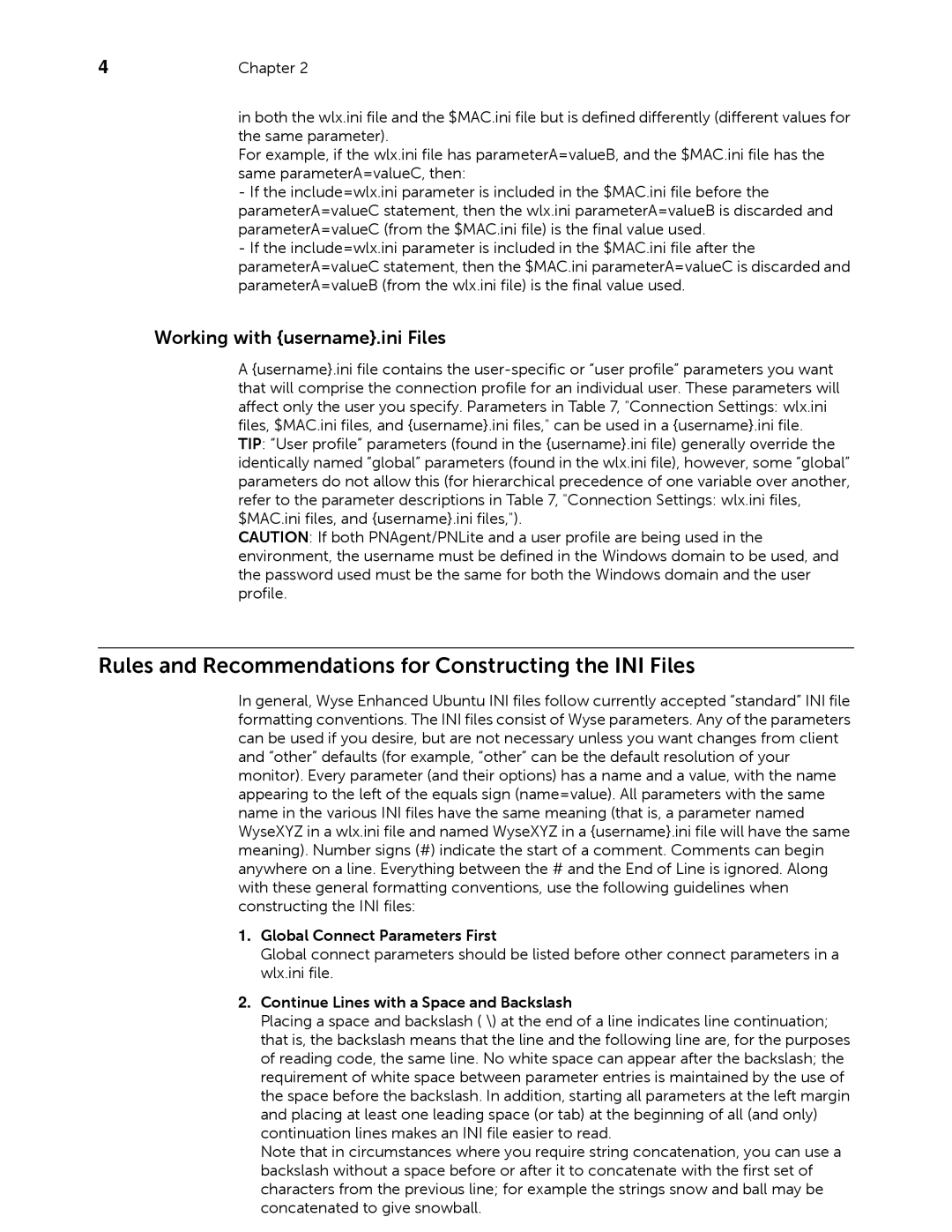 Dell 883933-11 Rev. E manual Rules and Recommendations for Constructing the INI Files, Global Connect Parameters First 