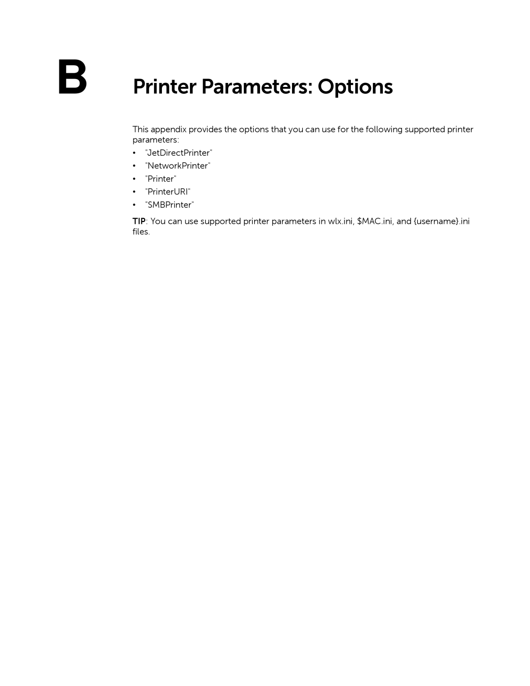 Dell 883933-11 Rev. E manual Printer Parameters Options 