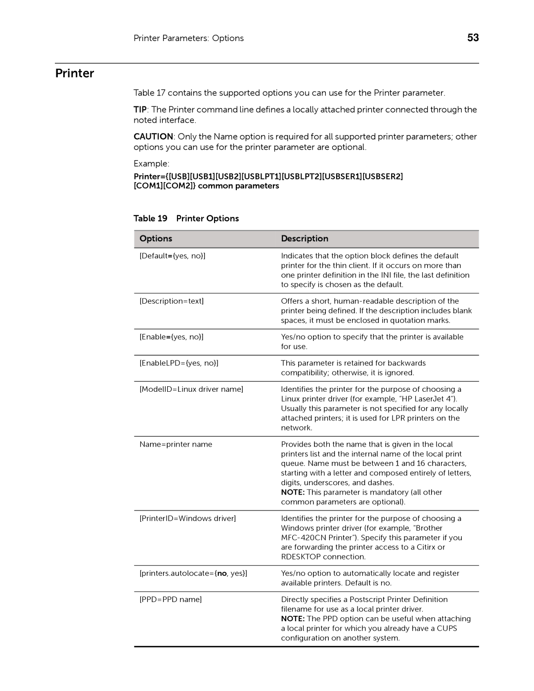 Dell 883933-11 Rev. E manual Printer Options Description 