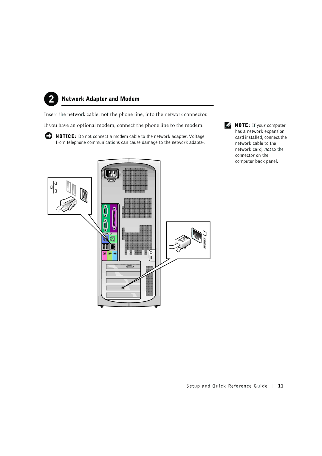 Dell 8F764 manual Network Adapter and Modem 