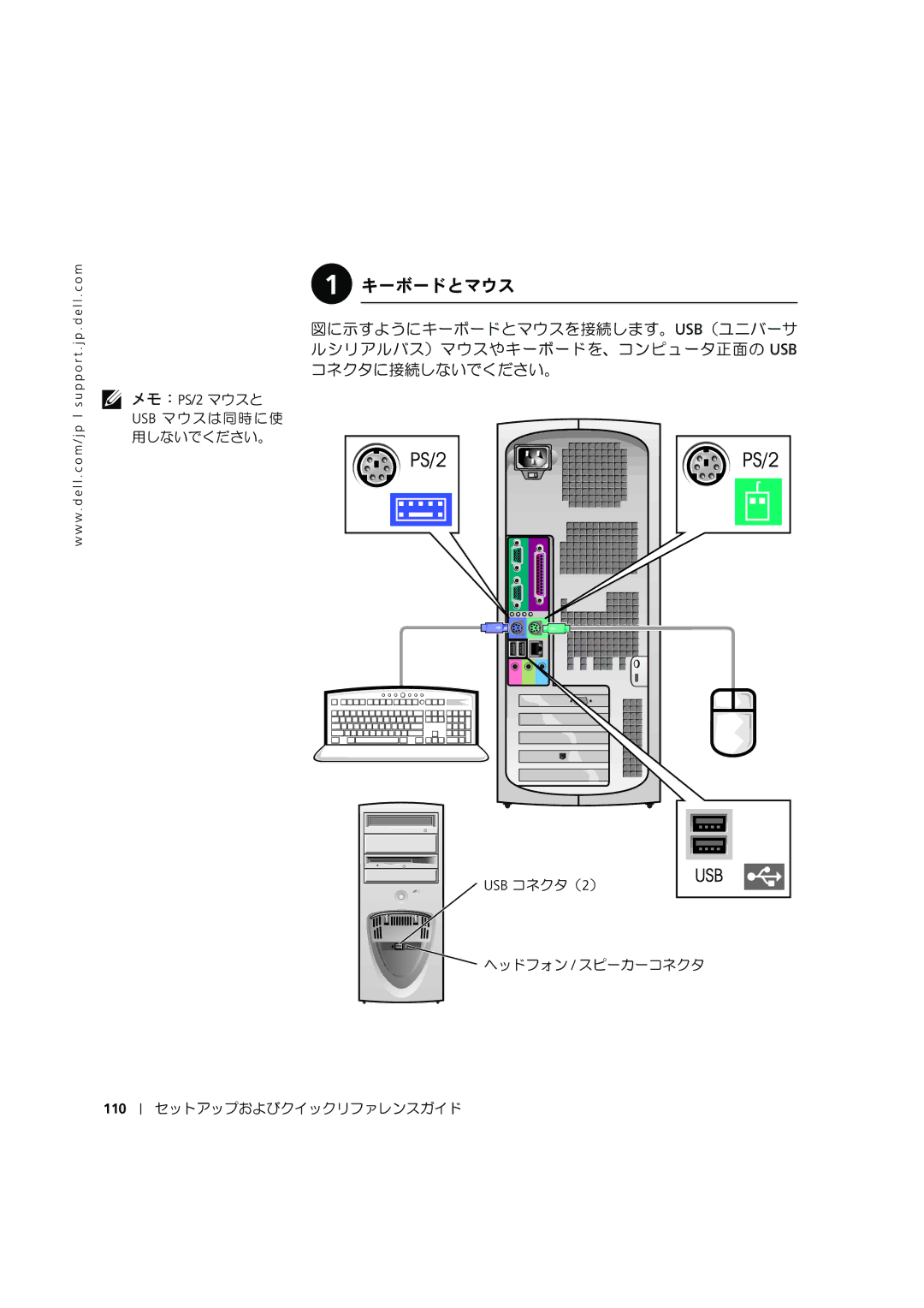 Dell 8F764 manual キーボードとマウス, 110 