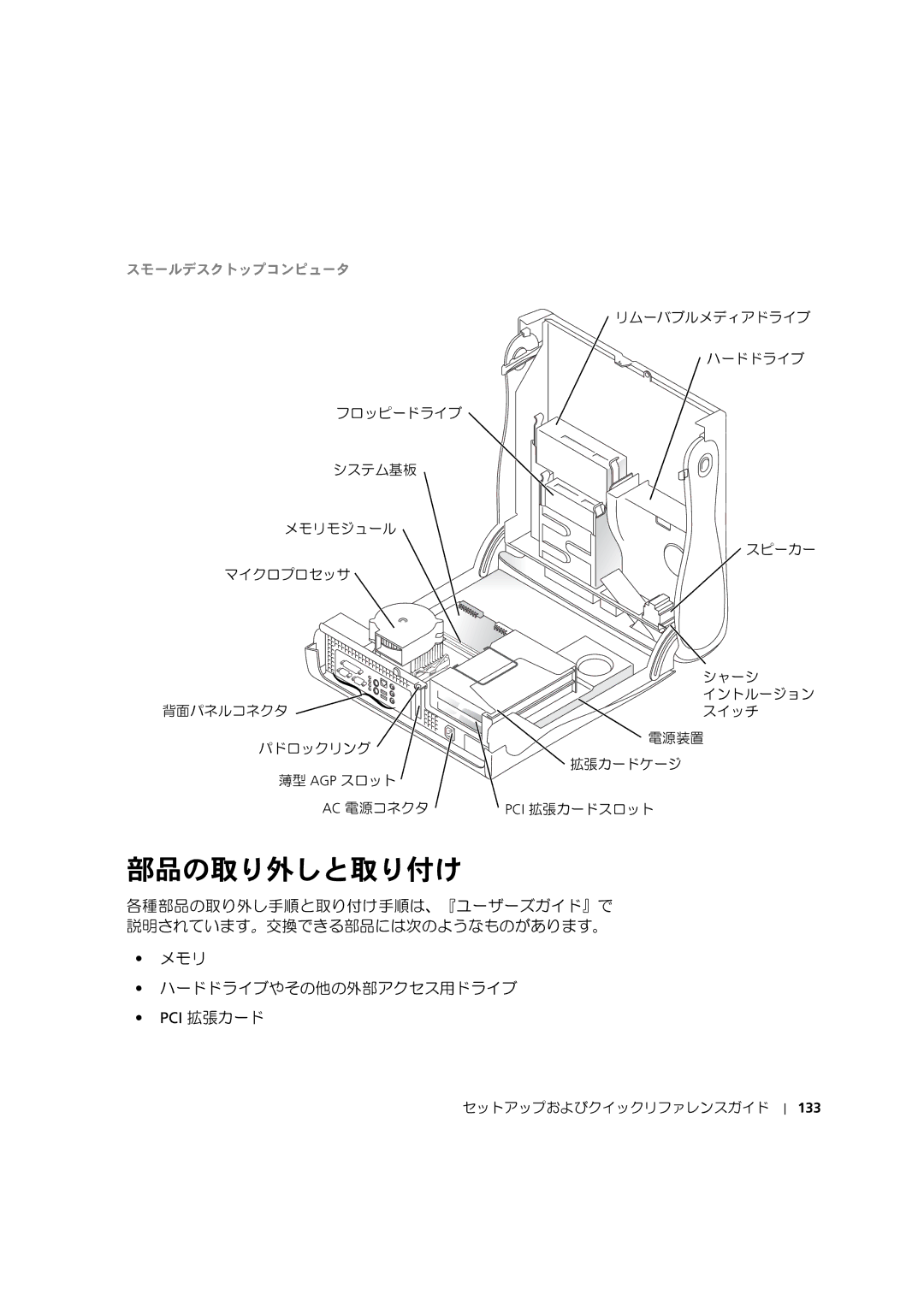 Dell 8F764 manual 部品の取り外しと取り付け, 133 