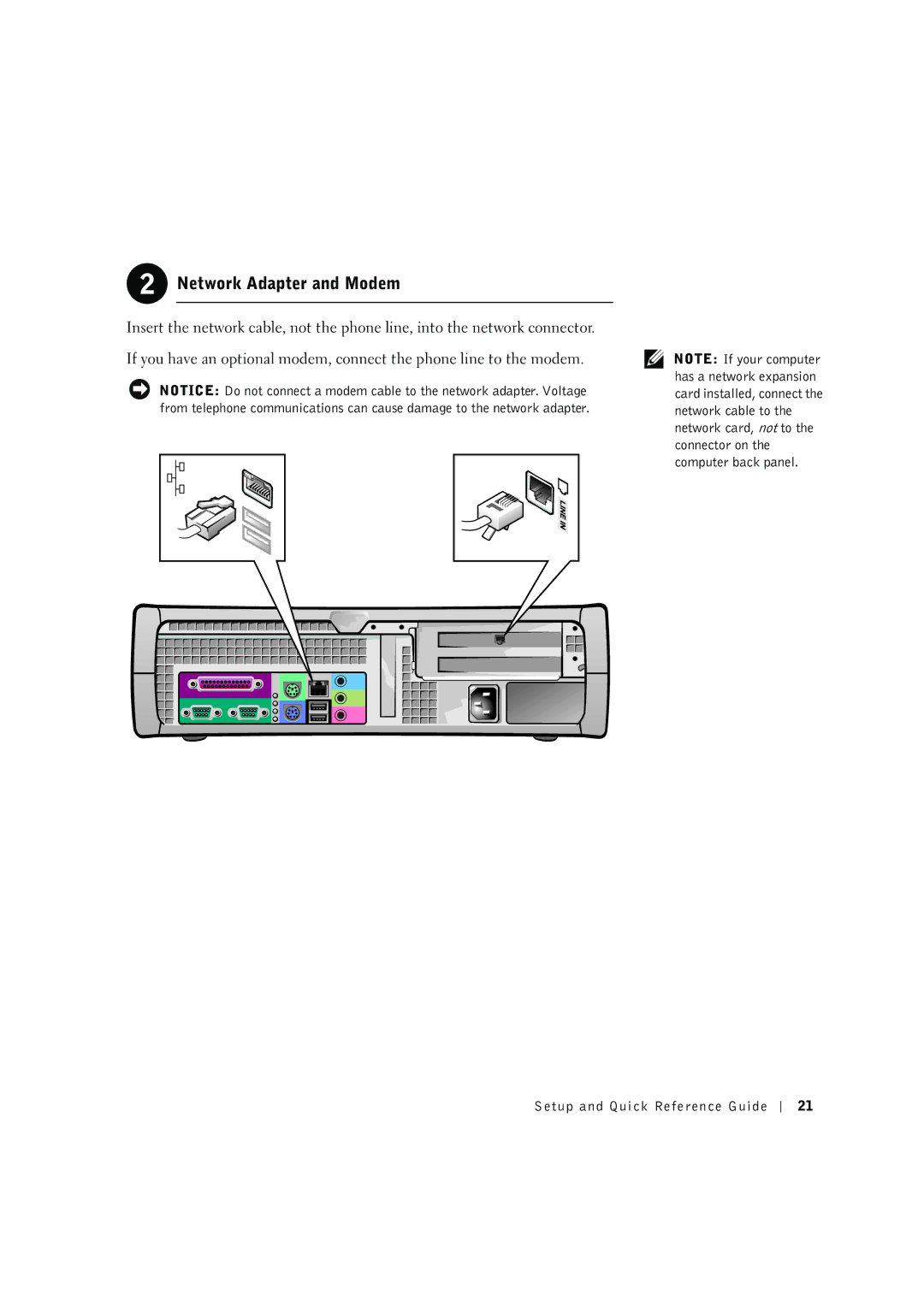 Dell 8F764 manual Network Adapter and Modem 