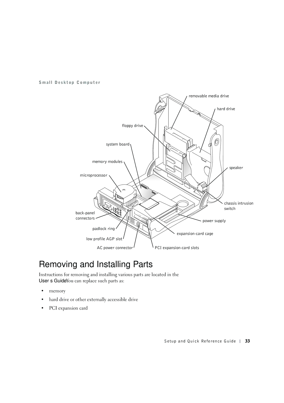 Dell 8F764 manual Removing and Installing Parts 