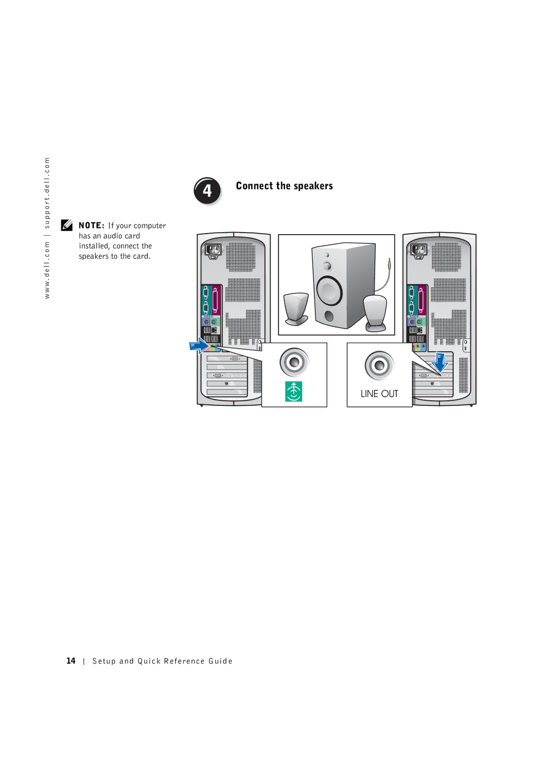 Dell 8T146 manual Connect the speakers 