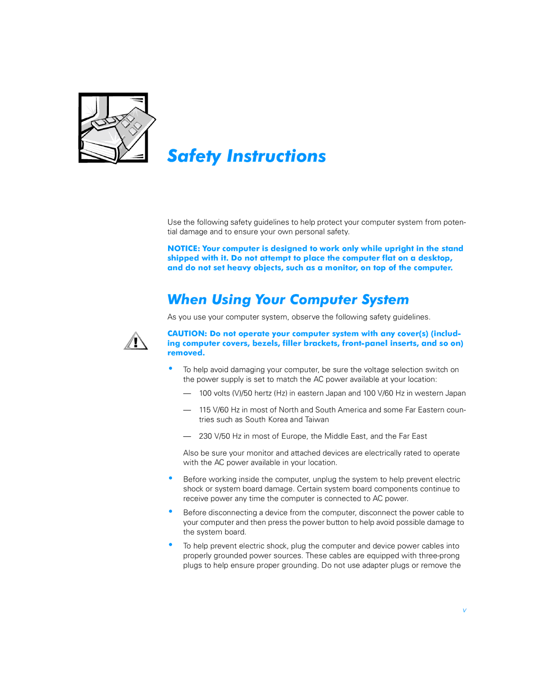 Dell 900 manual Safety Instructions, When Using Your Computer System 