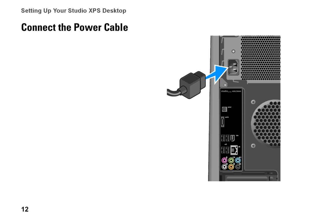 Dell 9000, KYX1Y setup guide Connect the Power Cable 