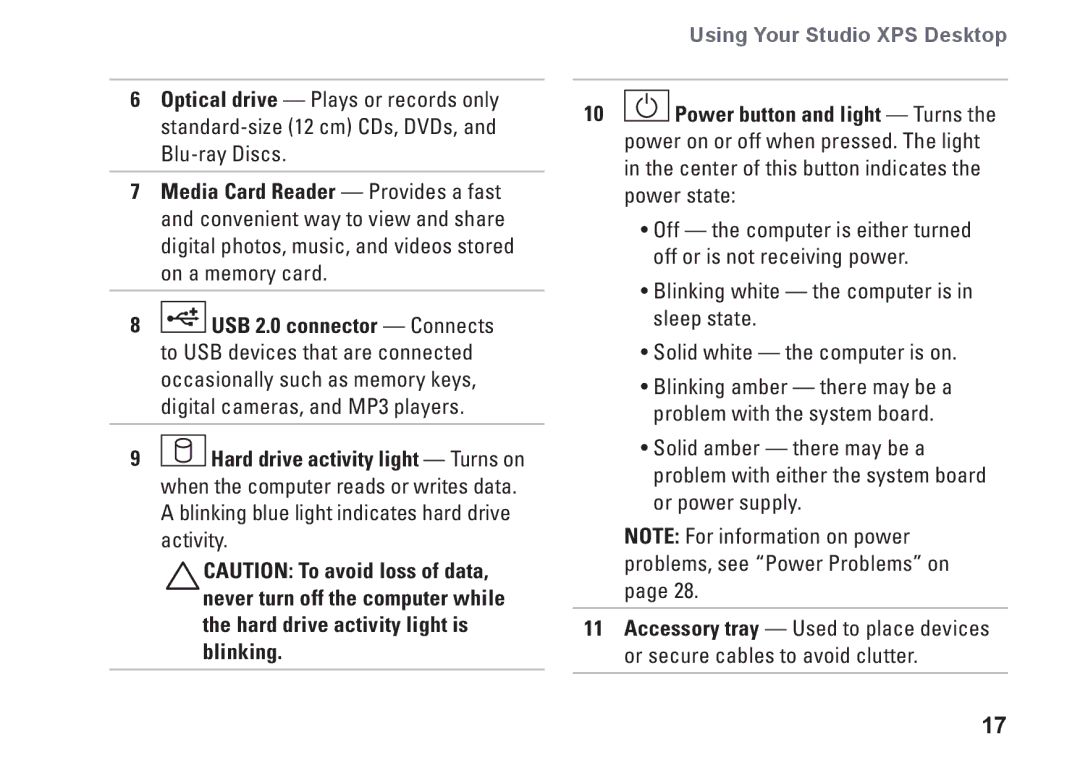 Dell KYX1Y, 9000 setup guide Using Your Studio XPS Desktop 