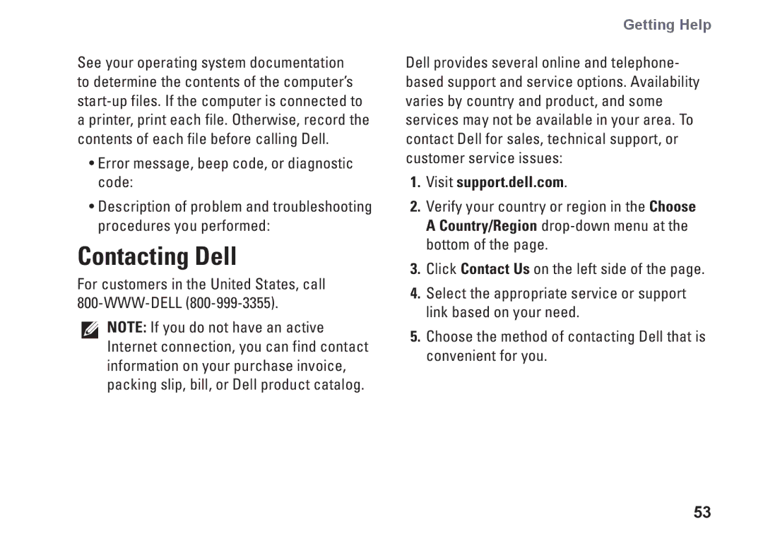 Dell KYX1Y, 9000 setup guide Contacting Dell, Visit support.dell.com 