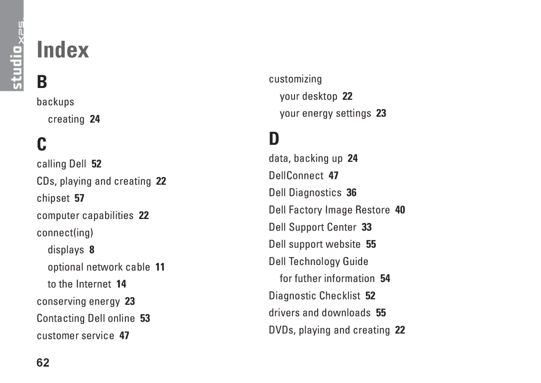 Dell 9000, KYX1Y setup guide Index 