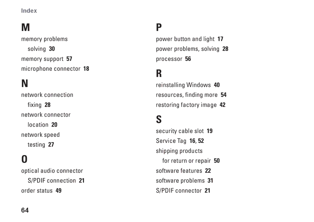 Dell 9000, KYX1Y setup guide Index 