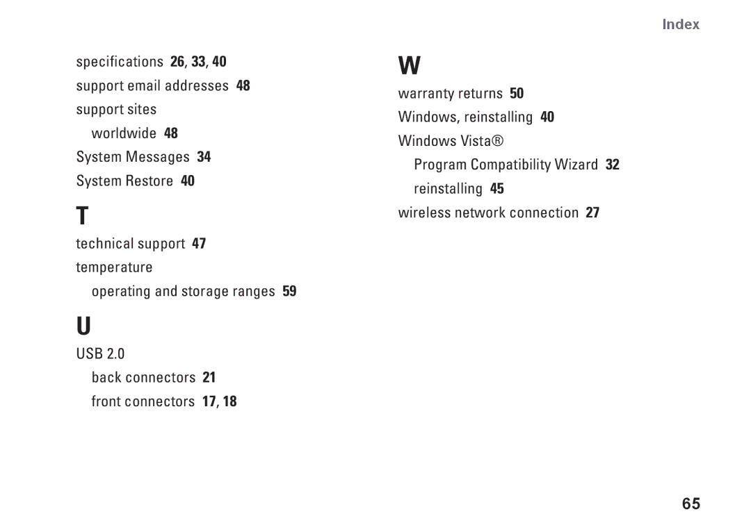 Dell KYX1Y, 9000 setup guide Back connectors 21 front connectors 17 