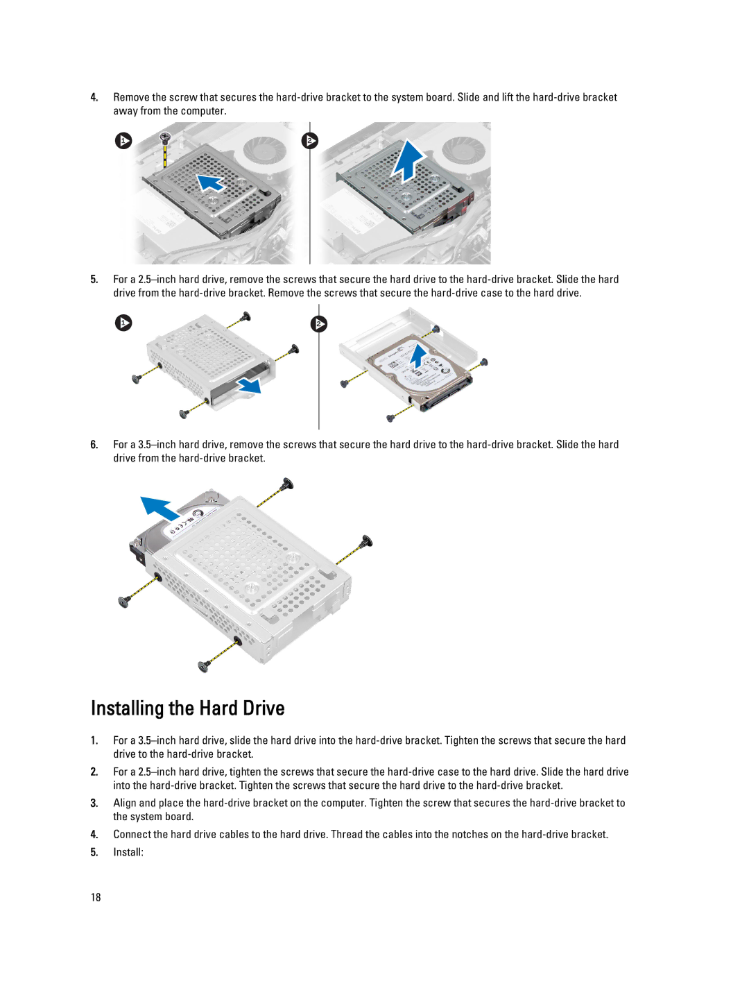 Dell 9010 owner manual Installing the Hard Drive 