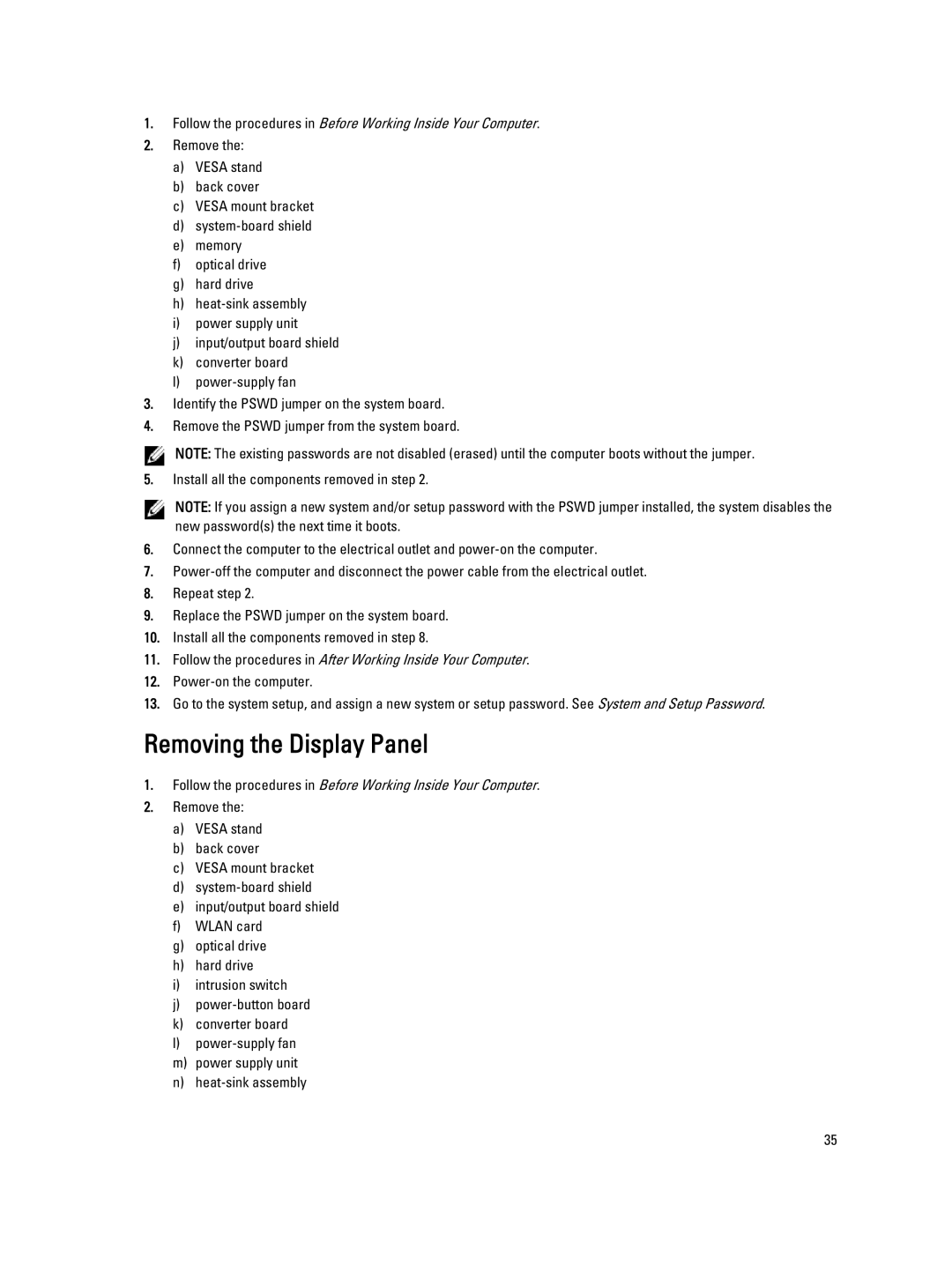 Dell 9010 owner manual Removing the Display Panel 