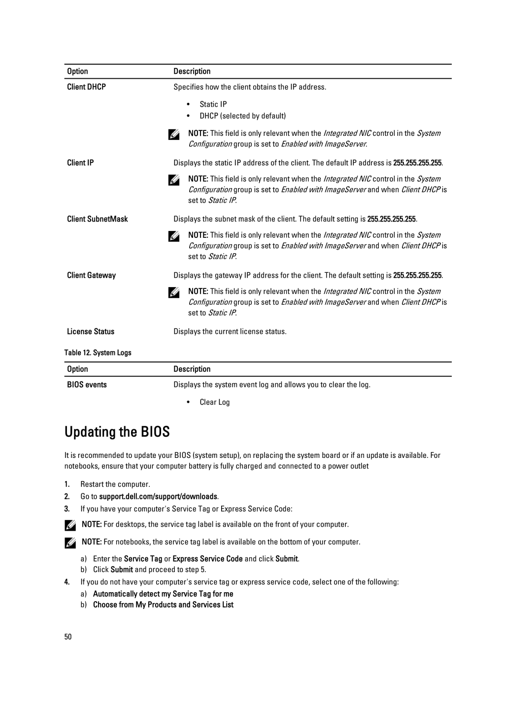 Dell 9010 owner manual Updating the Bios 