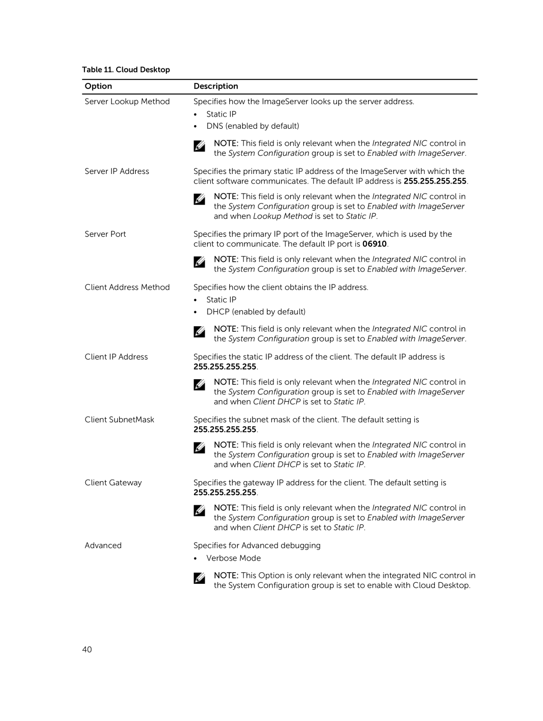 Dell 9020 owner manual When Lookup Method is set to Static IP 