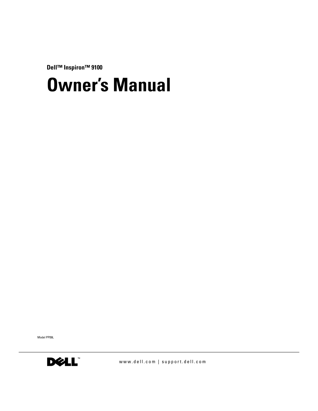 Dell 9100 owner manual Dell Inspiron 