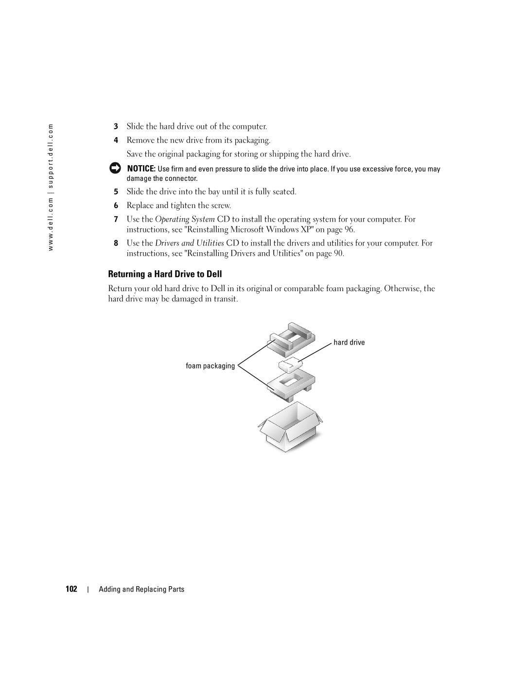 Dell 9100 owner manual Returning a Hard Drive to Dell, 102 