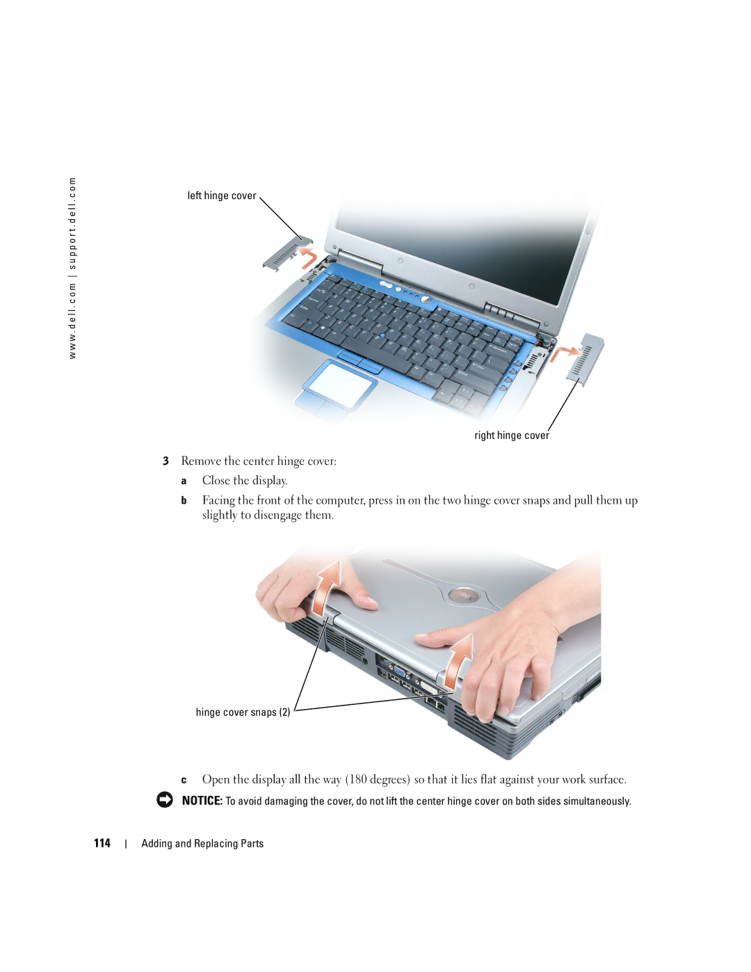 Dell 9100 owner manual Left hinge cover Right hinge cover 