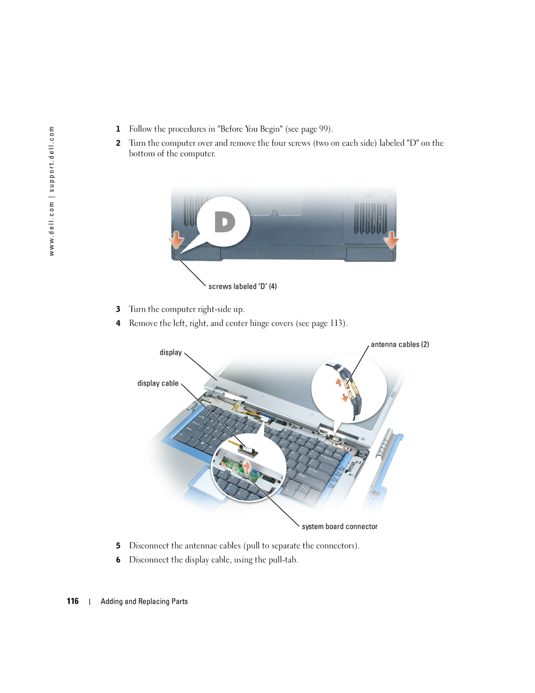 Dell 9100 owner manual Screws labeled D 