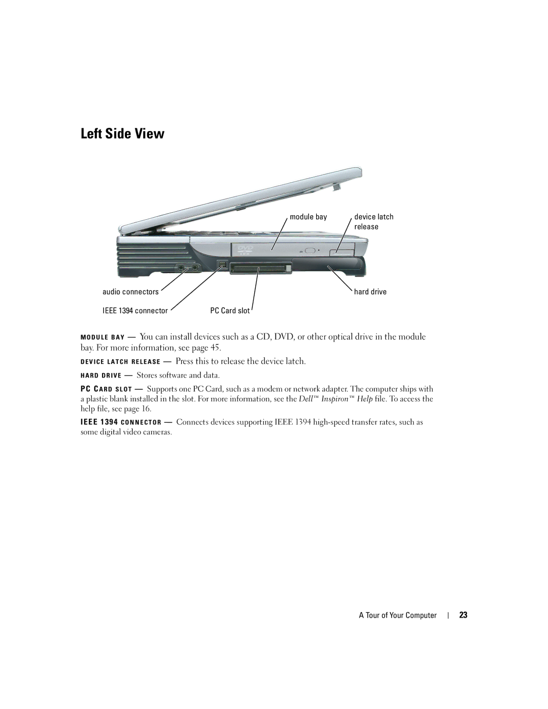 Dell 9100 owner manual Left Side View 