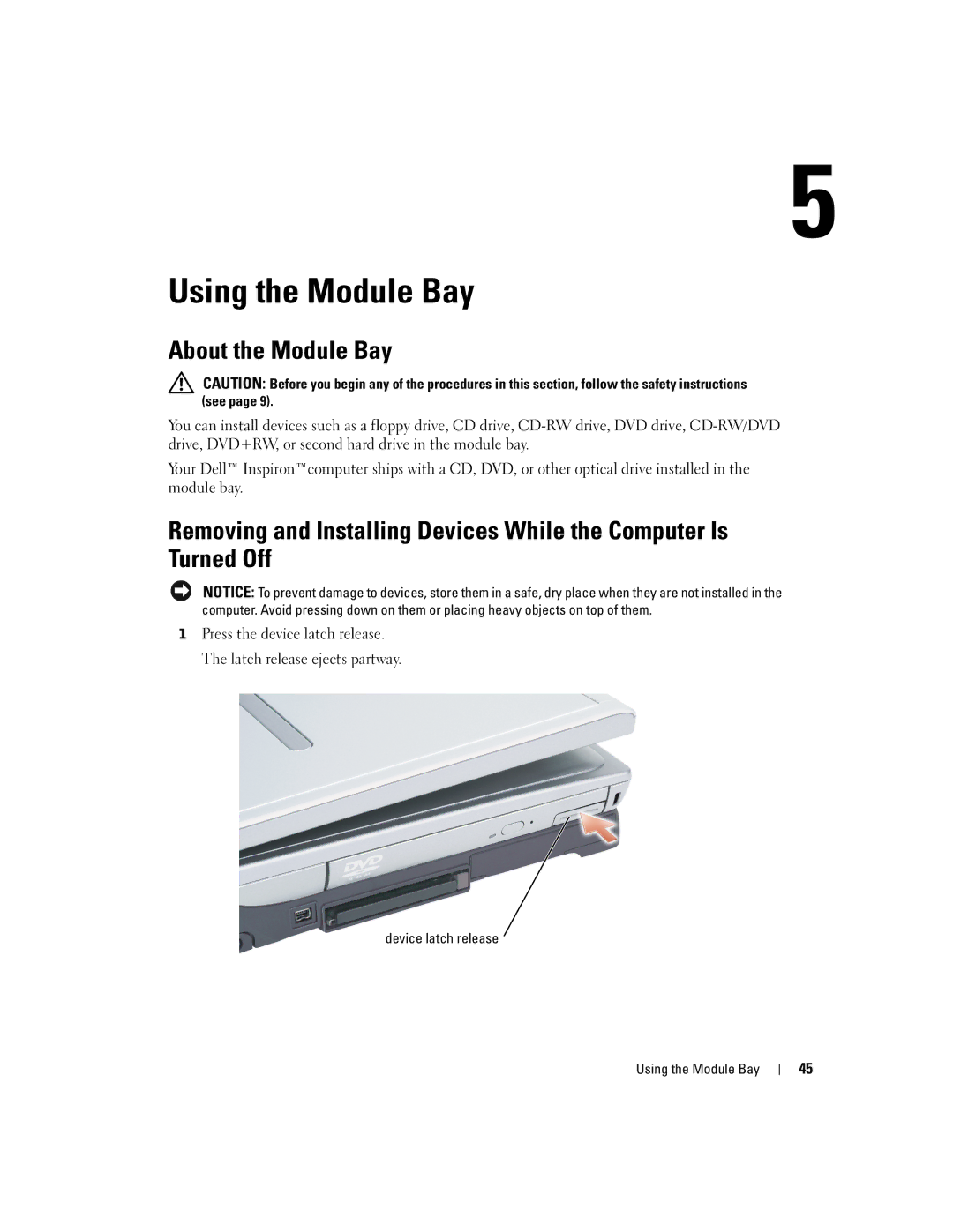 Dell 9100 owner manual Using the Module Bay, About the Module Bay 