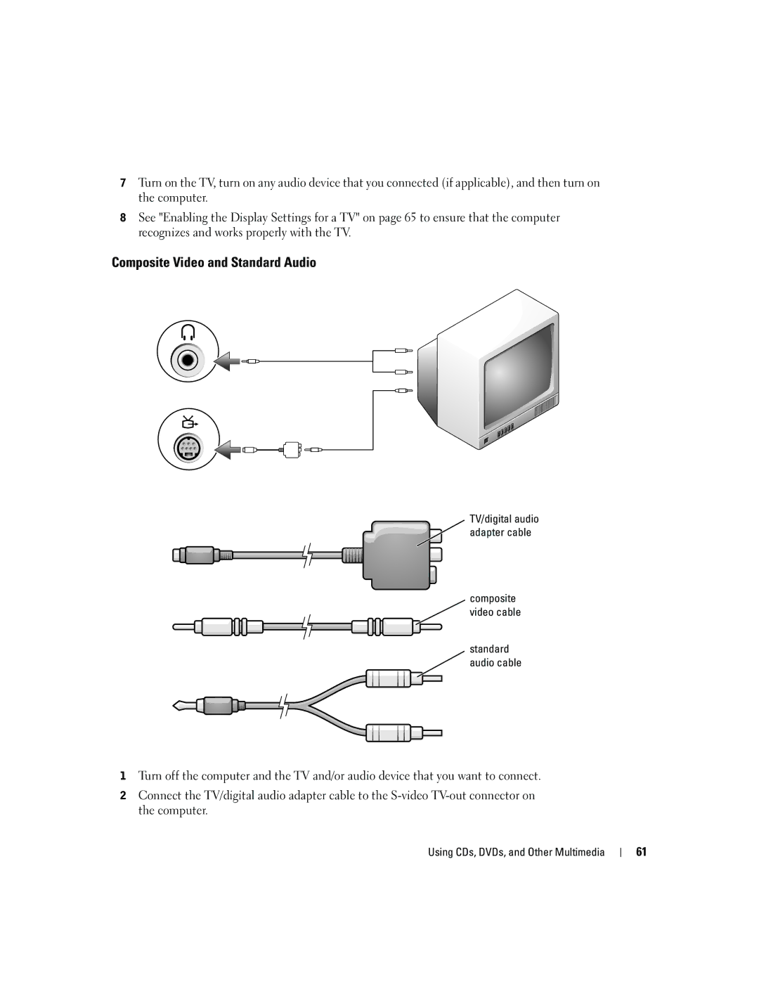 Dell 9100 owner manual Composite Video and Standard Audio 