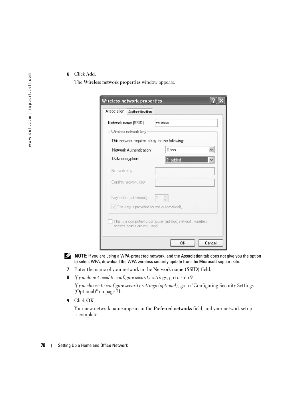 Dell 9100 owner manual Click Add 