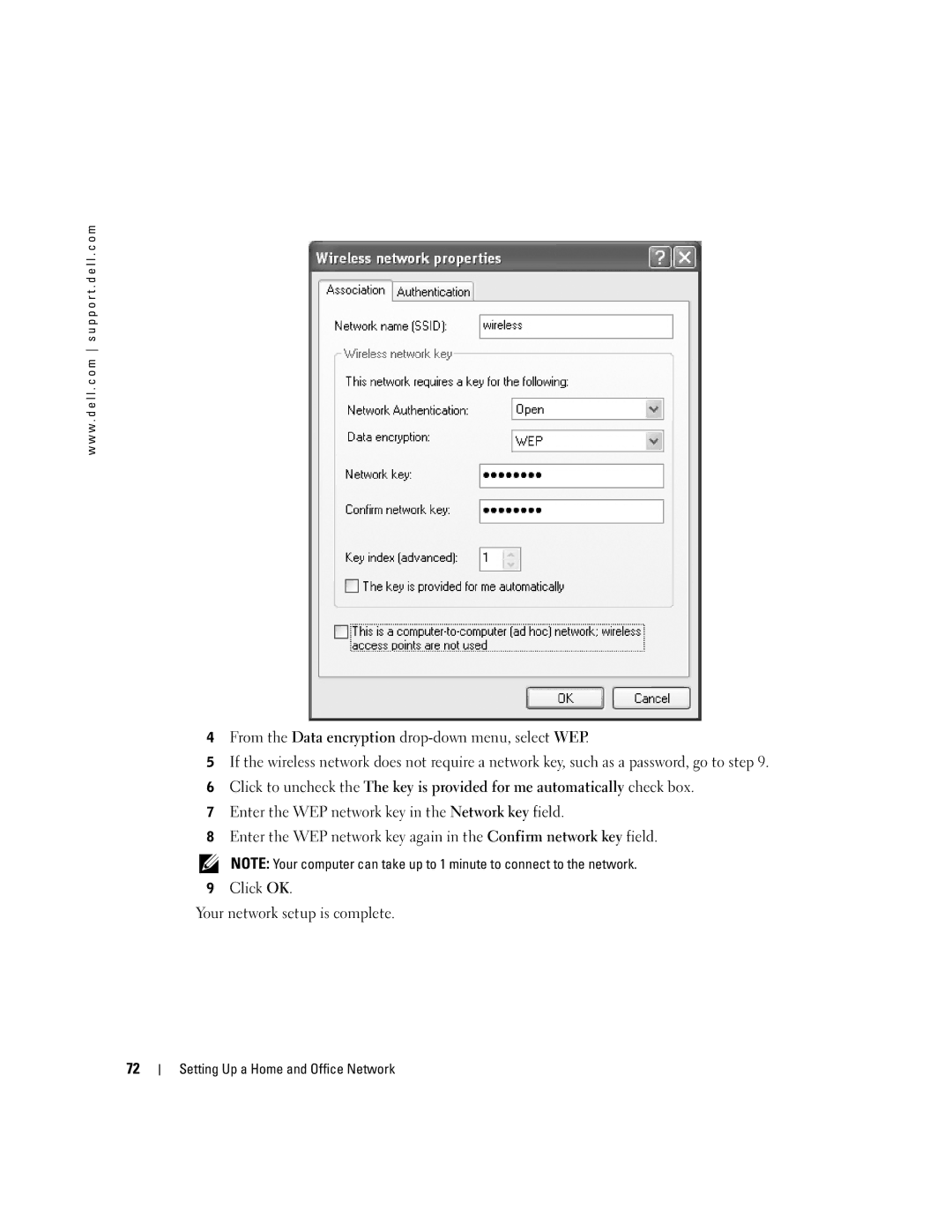 Dell 9100 owner manual Setting Up a Home and Office Network 