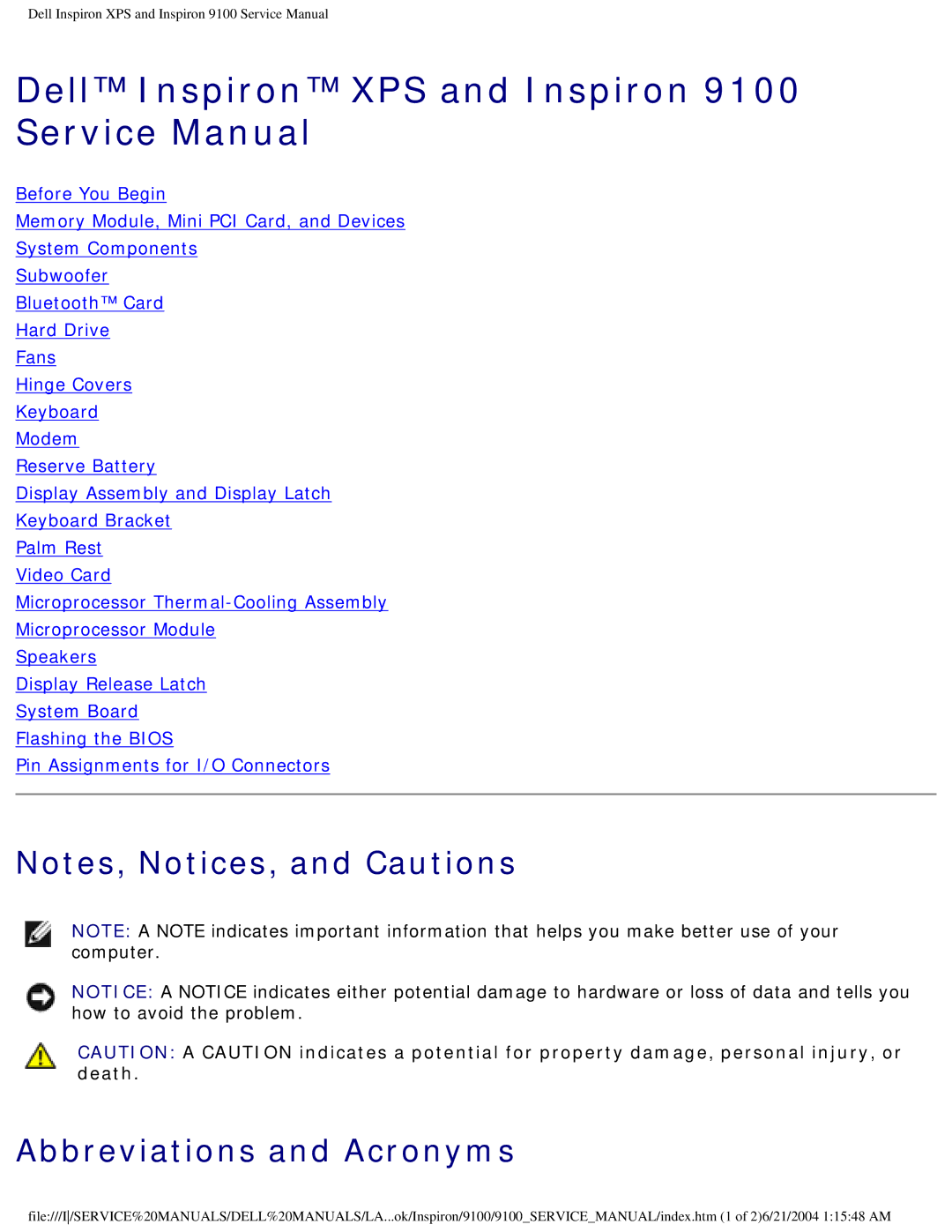 Dell 9100 service manual Abbreviations and Acronyms 