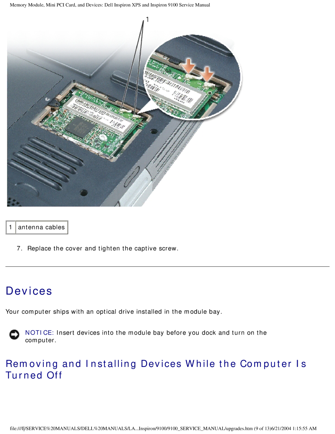 Dell 9100 service manual Devices 