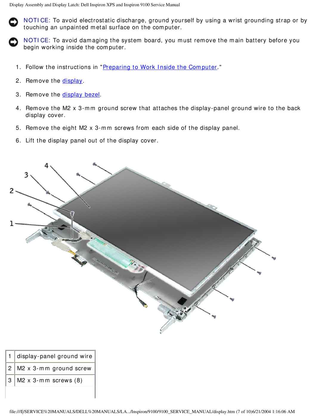 Dell 9100 service manual Remove the display bezel 