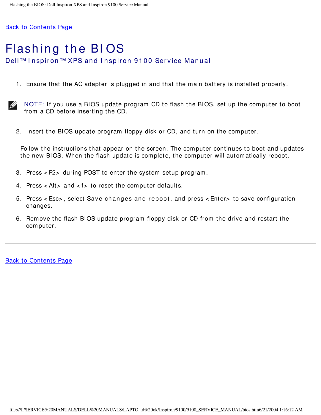 Dell 9100 service manual Flashing the Bios 