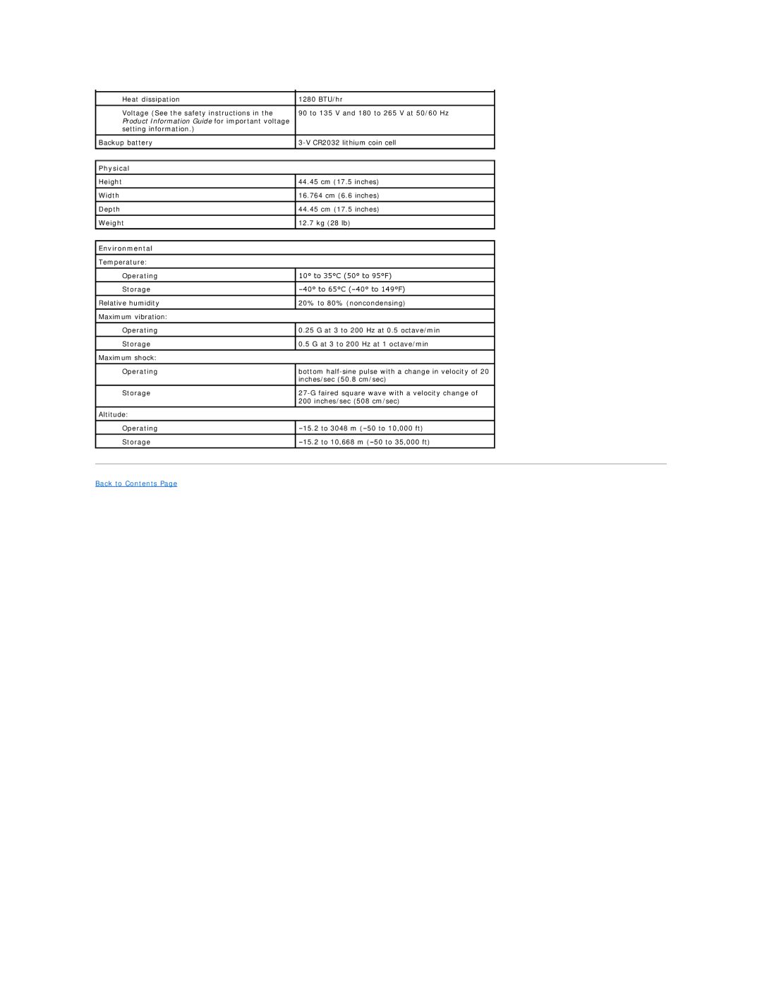 Dell 9100 specifications Physical, Environmental 