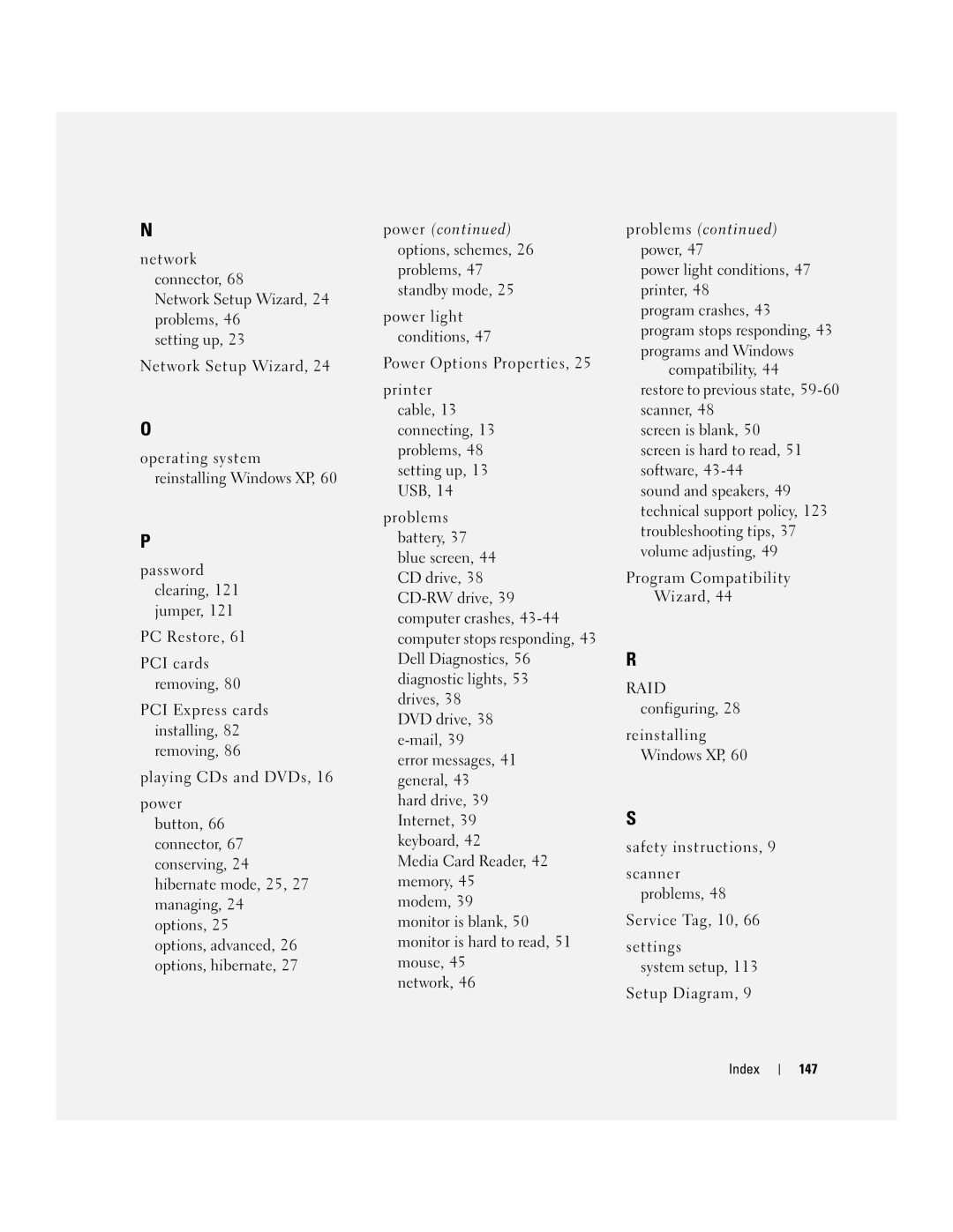 Dell 9150 manual Index 147 