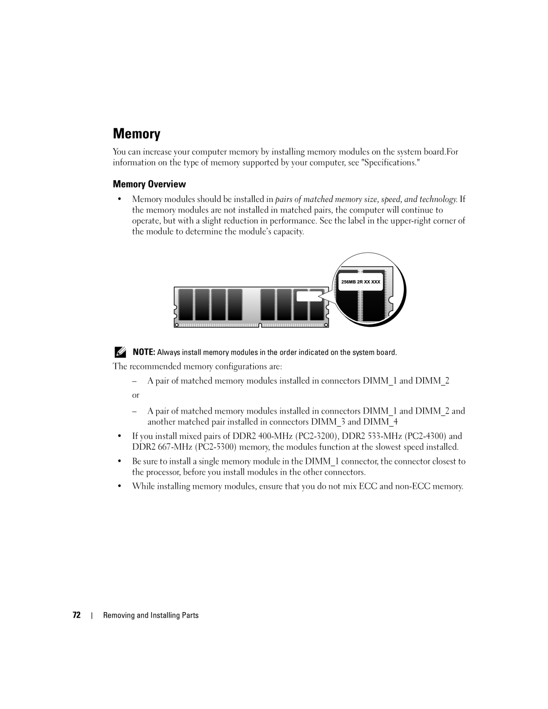 Dell 9150 manual Memory Overview 