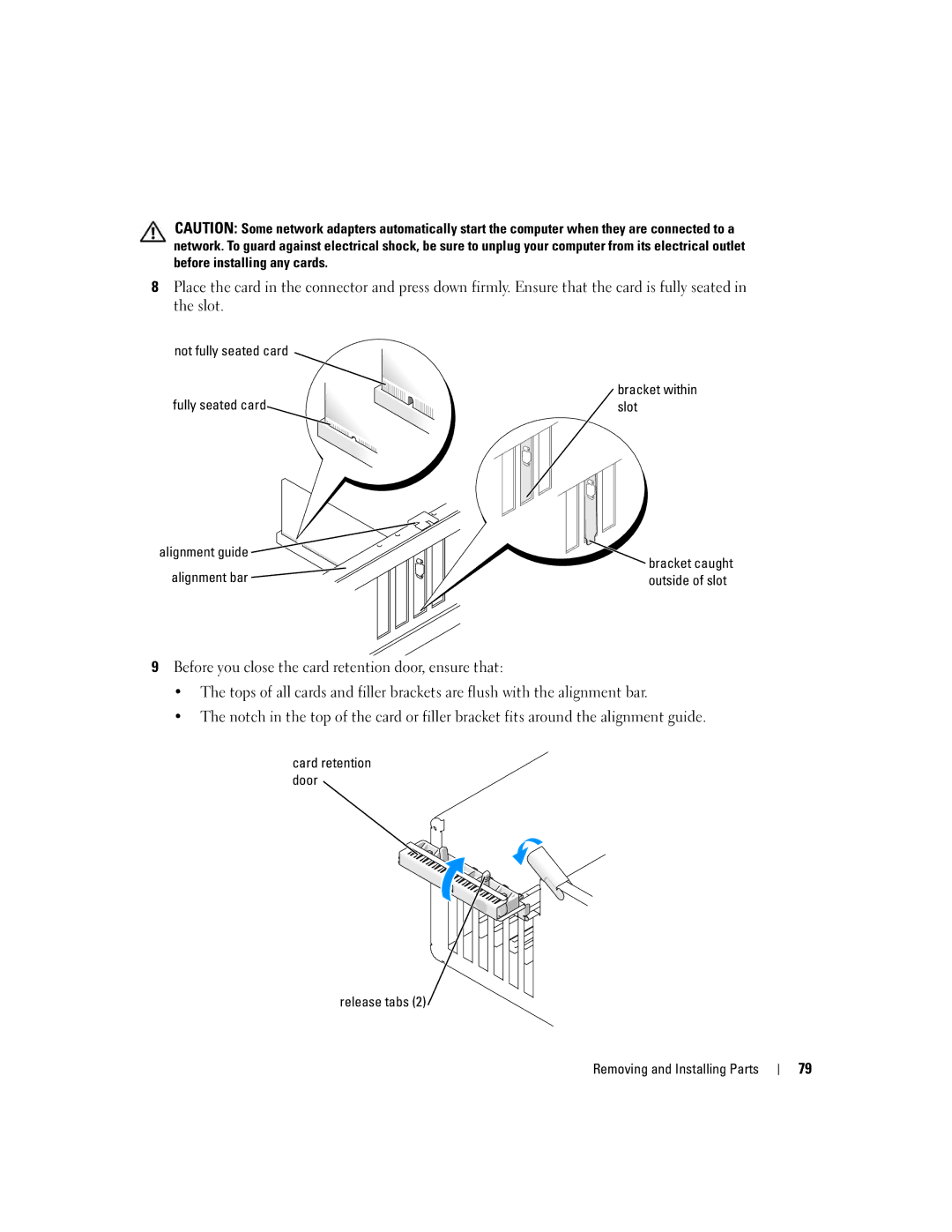 Dell 9150 manual Release tabs Removing and Installing Parts 