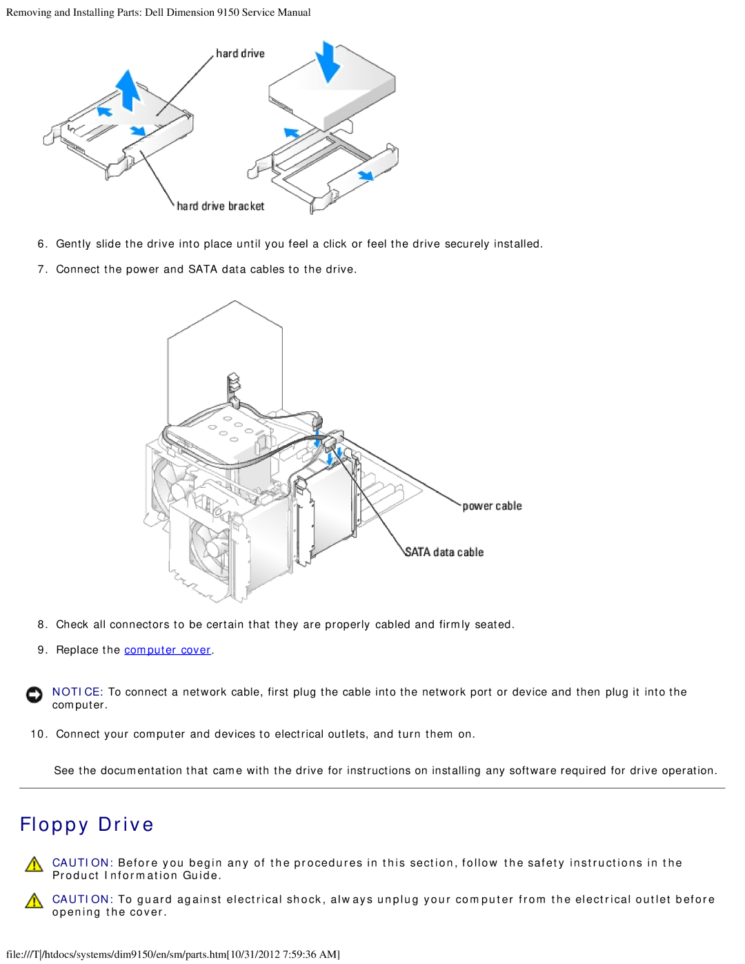 Dell 9150 service manual Floppy Drive 