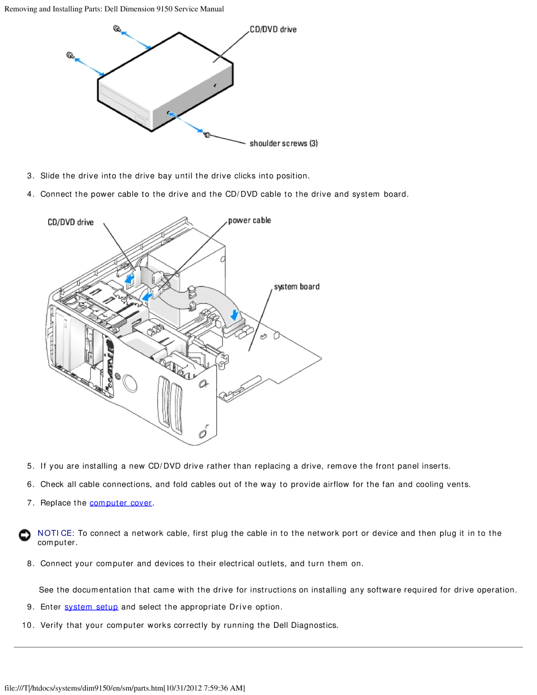 Dell 9150 service manual Replace the computer cover 