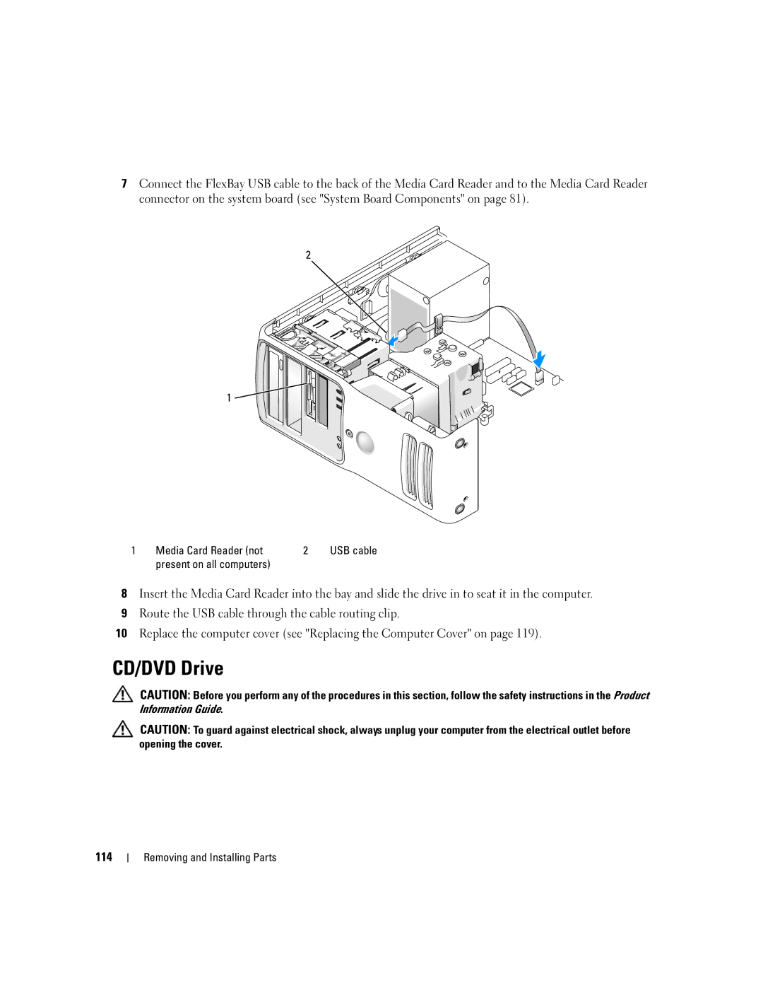 Dell 9200 owner manual CD/DVD Drive, 114 